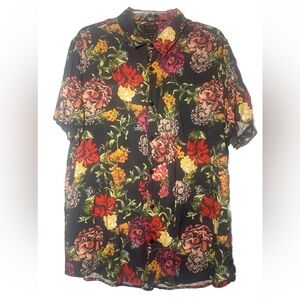 Guess Men’s XL Button Down All Over Floral Print Vacation Unique Short Sleeve